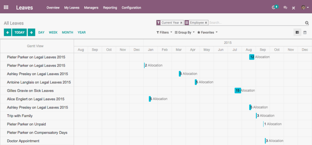 Odoo employee sick leave software