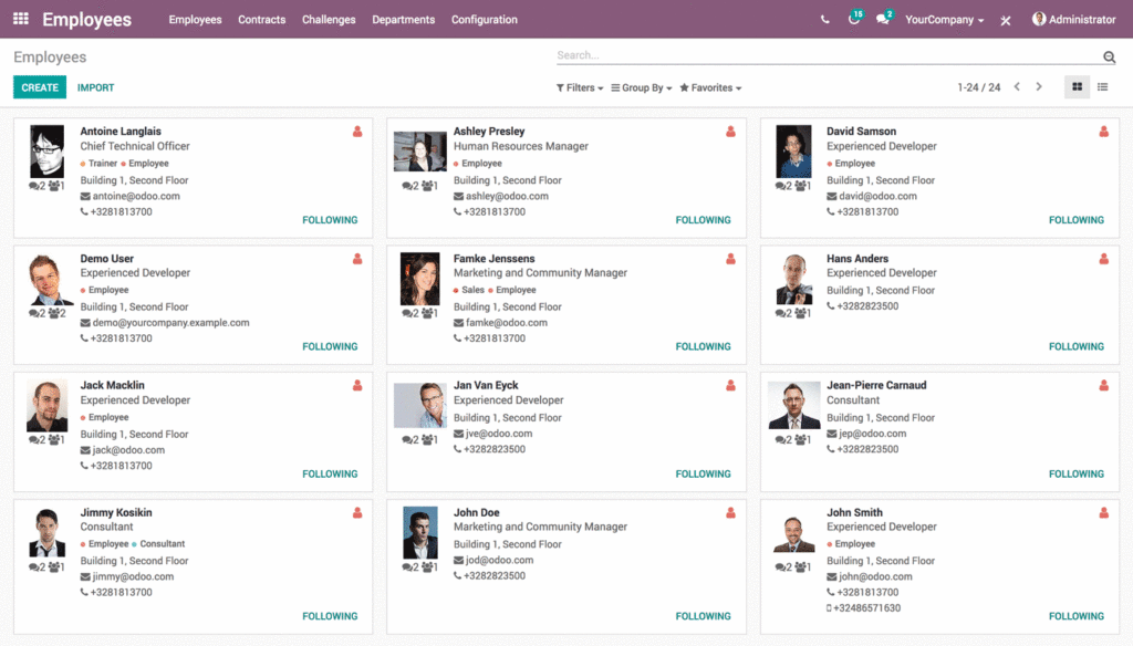 Odoo employee details app