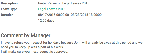 Odoo employee sick leave software