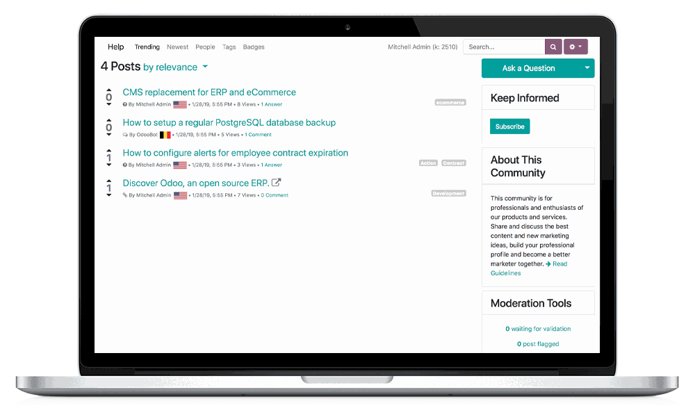 Odoo forum app to address customer needs